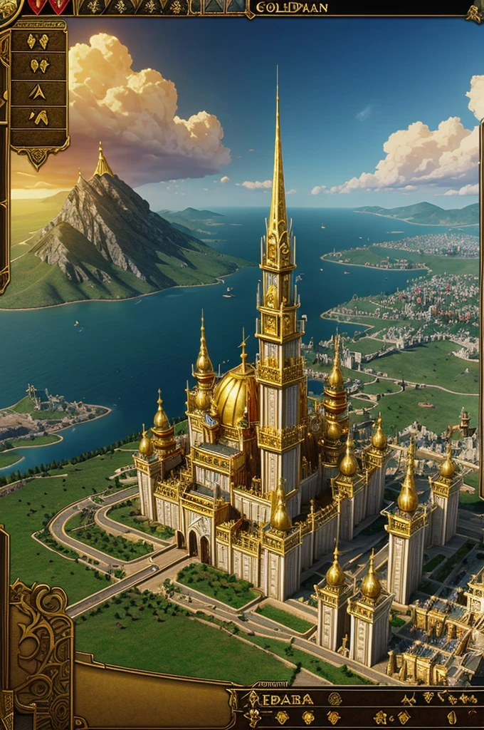 Create a Kingdom in the skies with a huge city and colonies with golden palaces