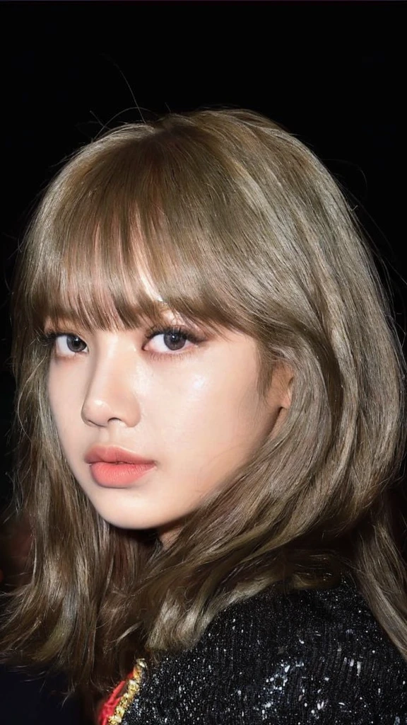 Close-up of a woman with long blonde hair, Lisa de blackpink, Retrato de Lisa de blackpink, Jennie the Blackpink, wongyoung de ive, Nariz de Lisa de blackpink, ive wonyoung lips, South Korean popular makeup by Wongyoung from IVE, Lisa BlackPink Portrait, BlackPink Lisa Pastel Pink Skin Tone, blackpink jennie popular korean makeup.