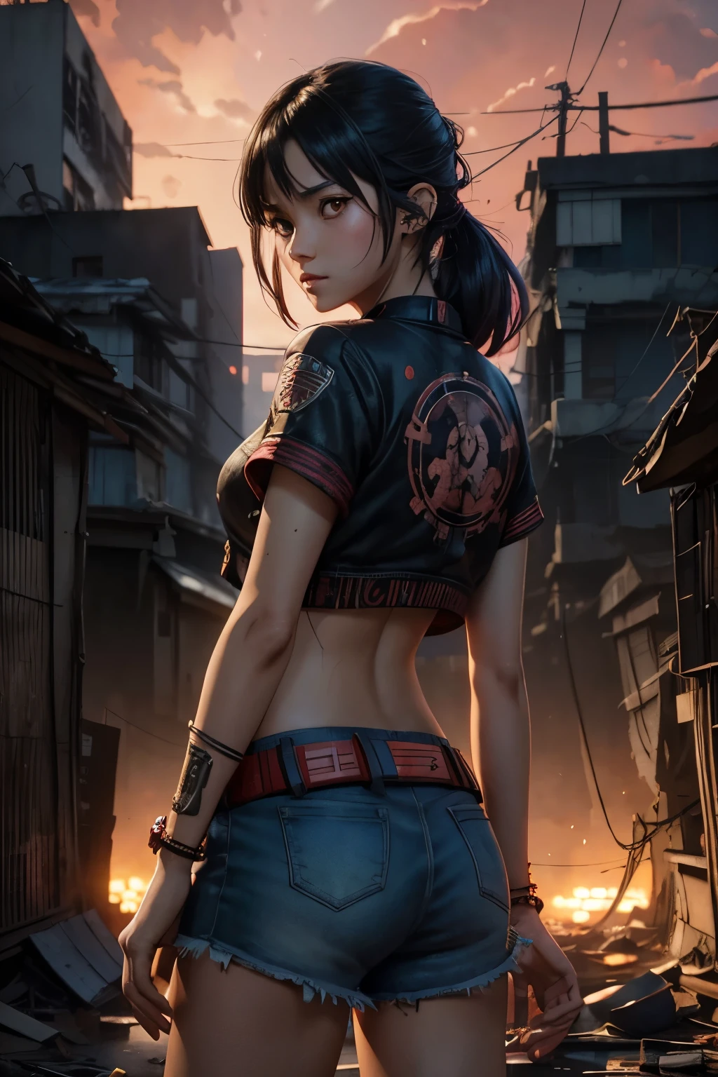 pltn style, Akira anime-style slum under reddish sky, cute big circular reflective eyes, Pixar render, unreal engine cinematic smooth, intricate detail, Watercolor, trending on artstation, sharp focus, studio photo, intricate details, highly detailed, by greg rutkowski