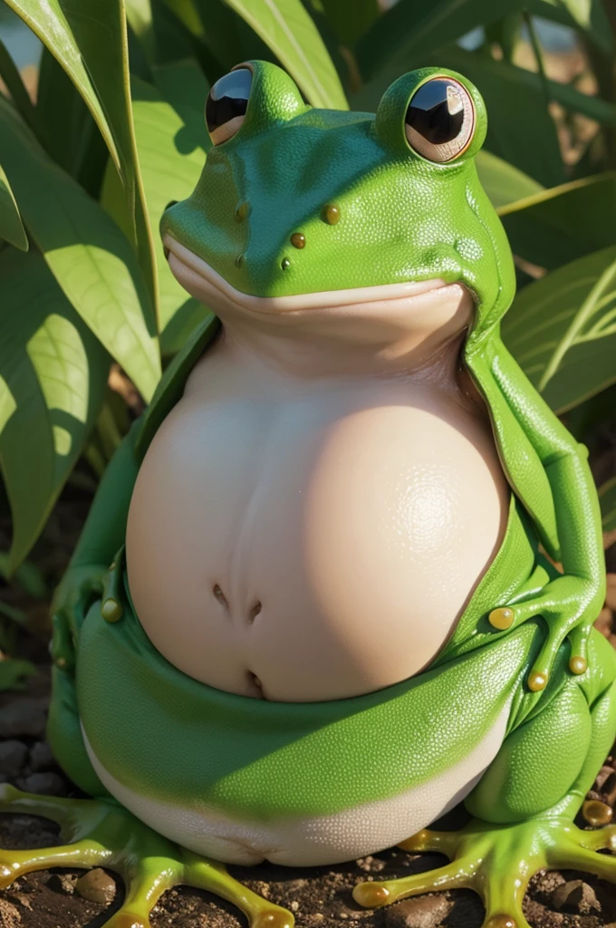 Create a frog with its belly exposed