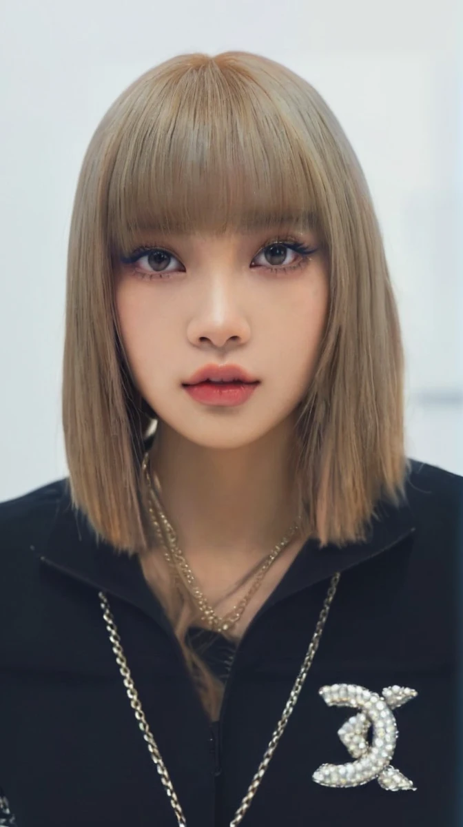 Close-up of a woman with long blonde hair, Lisa de blackpink, Retrato de Lisa de blackpink, Jennie the Blackpink, wongyoung de ive, Nariz de Lisa de blackpink, ive wonyoung lips, South Korean popular makeup by Wongyoung from IVE, Lisa BlackPink Portrait, BlackPink Lisa Pastel Pink Skin Tone, blackpink jennie popular korean makeup.