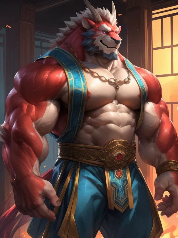 by lindong, lucusold, lanxus, a man with huge muscle,muscle god,loong,((loong)), furry loong wearing ((daily clothes )),the twelve Chinese zodiac signs, ((muscular, eightpack)), marvelous smile , look at the auidence,thick,sexy,nsfw, lowres, giant and muscular,v-shape body,tall and big,thick and long leg,golden ratio figure, danbooru and artstation,furaffinity,X.com, heavy detailed, insanely inflated hips,strong upper body,strong lower body,proportionally arms, commission for high res, detailed but rough, semirealistic:1.3,detail face and eyes,detailed hands,realistic hands,realistic face,realistic and detailed eyes,by echin,by hun,by taver009