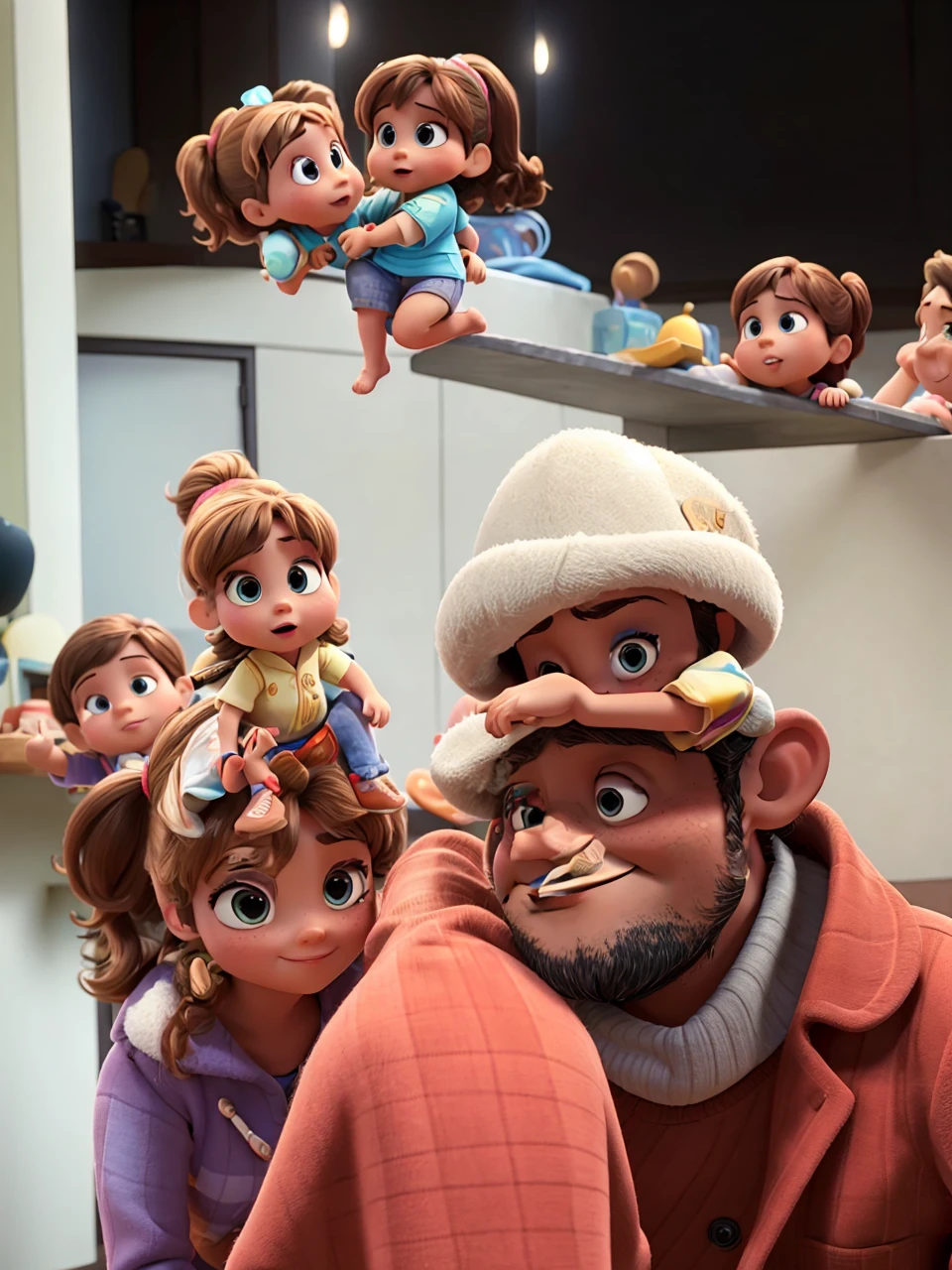 a family with children, ESTILO PIXAR