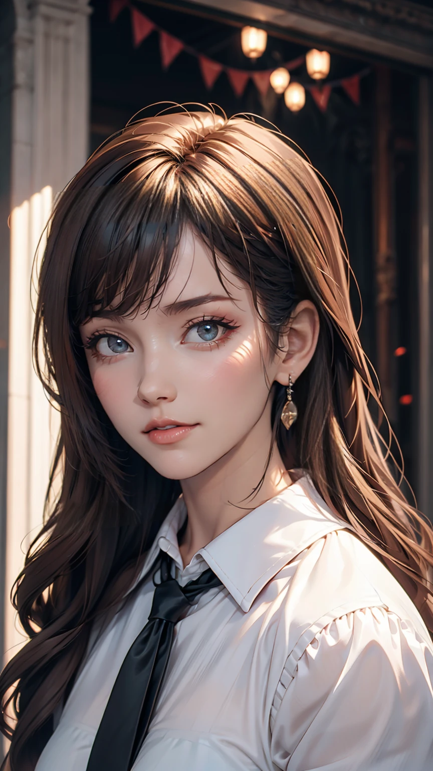 ((最high quality, 8K, masterpiece: 1.3, Ultra HD, high quality, 最high quality, High resolution, realism)) 、22 year old Caucasian female、The hair is reddish、My hair is wavy、Eye color: green、Long Hair、Tie your hair back、thin、smile、clear figures、I'Wearing stiletto heels、smile、Wear accessories on your wrist、胸の谷間がappearハイネックのニットドレスを着ている、The background is blurred、Leaning on the parapet of London Bridge、にはBig Benがある((Big Ben))((elizabeth tower))appear