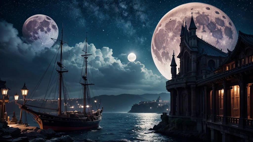 Highest quality、masterpiece、photograph、Artistic、mysterious、full moon、Night Background、