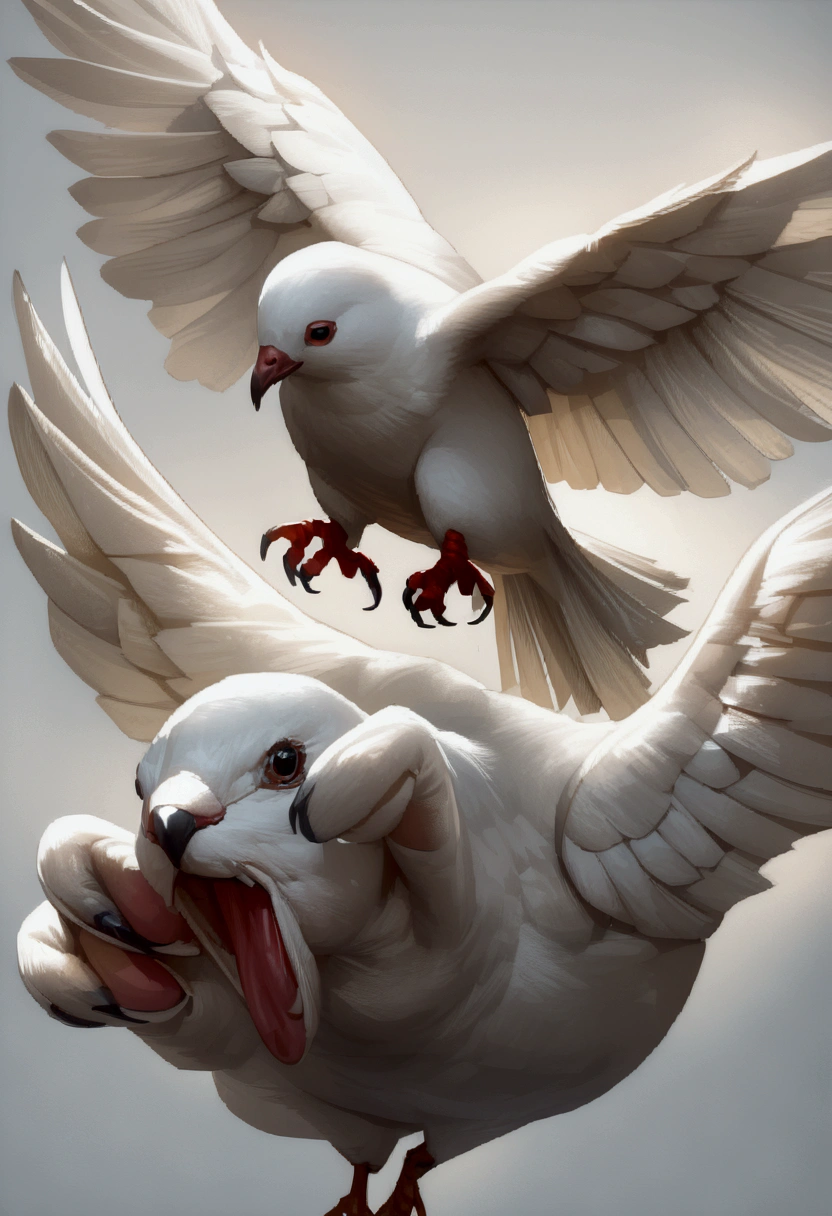 A realistic white dove with a check in its claw, photorealistic, intricate feather details, high contrast, dramatic lighting, detailed anatomy, cinematic composition, warm color tones, ethereal, elegant, graceful, (best quality,4k,8k,highres,masterpiece:1.2),ultra-detailed,(realistic,photorealistic,photo-realistic:1.37)