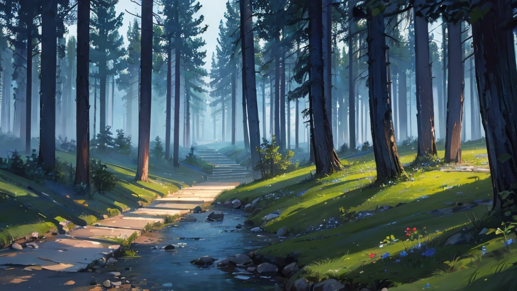 ((Highest quality)), ((masterpiece)), (detailed),calm forest night