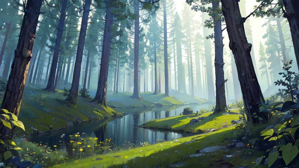((Highest quality)), ((masterpiece)), (detailed),calm forest night
