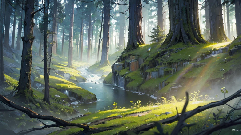 ((Highest quality)), ((masterpiece)), (detailed),calm forest night