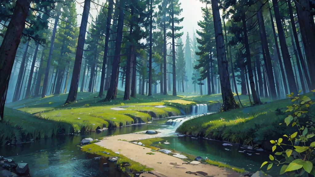 ((Highest quality)), ((masterpiece)), (detailed),calm forest night