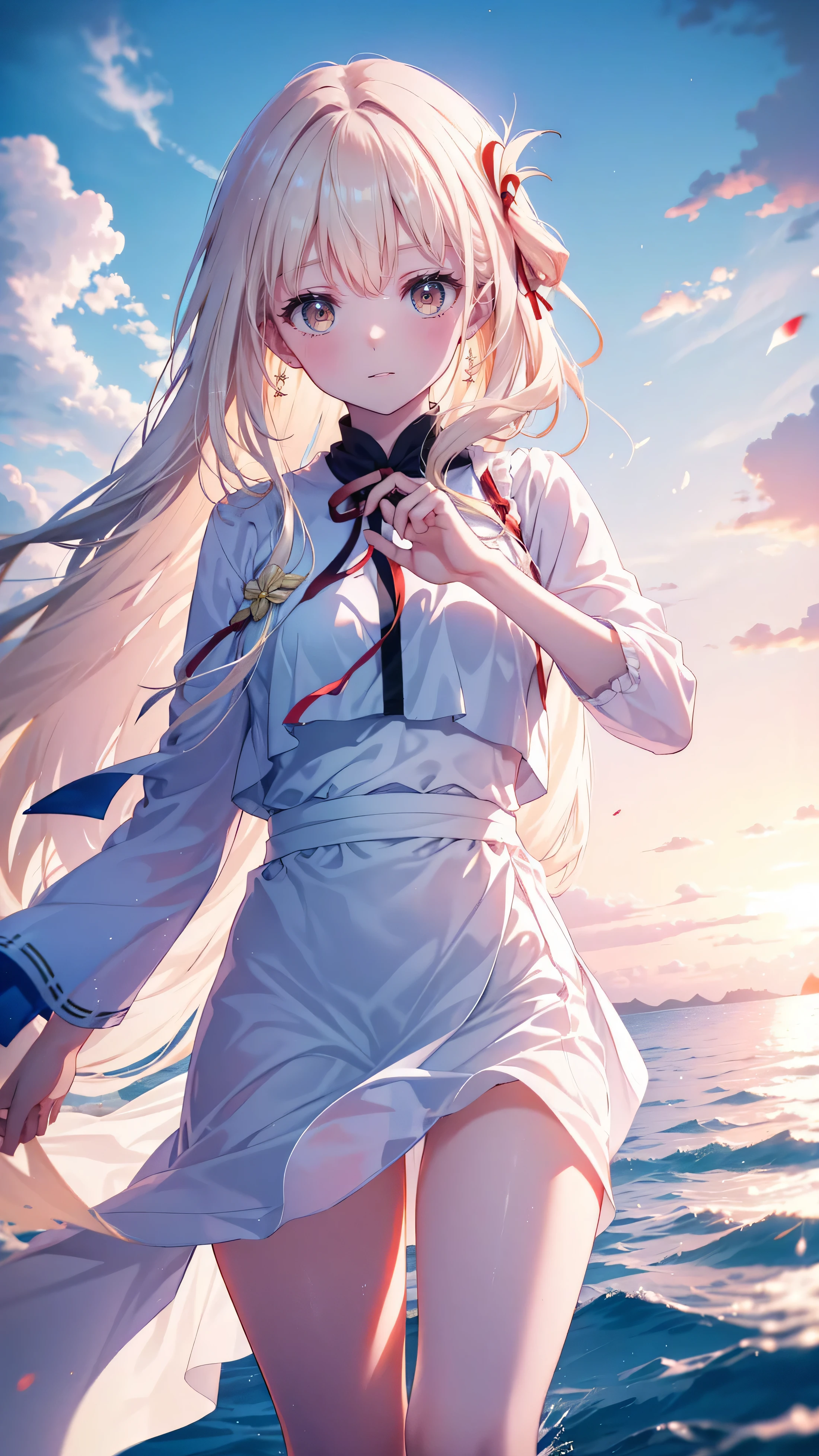 They haven't even toned it down,((13 years old)), Nishikigi chisato,Long Hair , bangs, bionde, (Red eyes:1.5), Hair Ribbon, one side up,smile,blush,Open your mouth,Big straw hat,Off-the-shoulder dress,Long skirt,Bare neck,Bare shoulders,bare clavicle,Grab the skirt with both hands and lift it up,barefoot,While walking along the sandy beach,blonde hair swaying in the wind, True Summer,Light of the sun,
BREAK outdoors,Beach ,
BREAK looking at viewer, (Long Straight Hair:1.5),
BREAK (masterpiece:1.2), Highest quality, High resolution, unity 8k wallpaper, (shape:0.8), (Fine and beautiful eyes:1.6), Highly detailed face, Perfect lighting, Highly detailed CG, (Perfect hands, Perfect Anatomy),