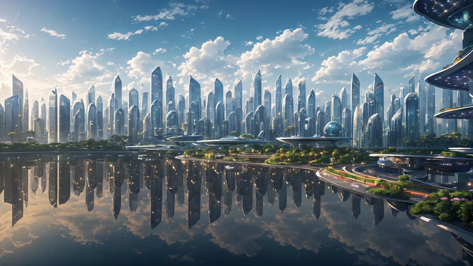 (Best quality,4K,8K,A high resolution,Masterpiece:1.2),Ultra-detailed,(Realistic,Photorealistic,photo-realistic:1.37),Futuristic floating city,Futuristic technology,Huge urban high-tech tablet platform,Airship,Floating in the sky,Futuristic city,Small airships around,High-tech hemispherical platform,Colorful lights,Advanced architecture,modernn architecture,skyscrapper,Access the cloud,Scenic beauty,view over city,Impressive design,Blend seamlessly with nature,energetic and vibrant atmosphere,Futuristic transportation system,Parking is suspended,Transparent path,Lush greenery,Sky gardens,cascading waterfalls,Magnificent skyline,reflections on the water,Sparkling river,Architectural innovation,futuristic skyscrapers,Transparent dome,The shape of the building is unusual,Elevated walkway,Impressive skyline,Glowing lights,Futuristic technology,Minimalist design,Scenic spots,Panoramic view,Cloud Piercing Tower,Vibrant colors,epic sunrise,epic sunset,Dazzling light display,magical ambiance,The future city,Urban Utopia,LuxuryLifestyle,Innovative energy,sustainable development,Smart city technology,Advanced infrastructure,Tranquil atmosphere,Nature and technology live in harmony,Awesome cityscape,Unprecedented urban planning,Architecture connects seamlessly with nature,High-tech metropolis,A cutting-edge engineering marvel,The future of urban living,Visionary architectural concept,Energy-efficient buildings,Harmony with the environment,A city floating above the clouds,Utopian dreams become reality,The possibilities are endless,State-of-the-art transportation network,Green energy integration,Innovative materials,Impressive holographic display,Advanced communication system,Breathtaking aerial view,Quiet and peaceful environment,Modernist aesthetics,Ethereal beauty