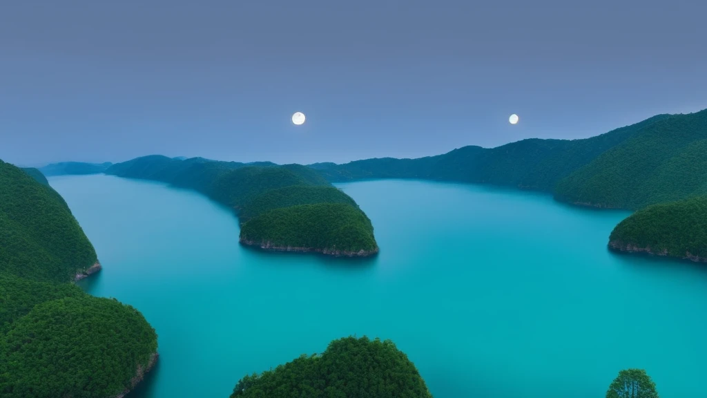 Jet Black、Late Night、full moon、Ocean、star、lake、masterpiece、Highest quality、Realistic、photograph、8K、