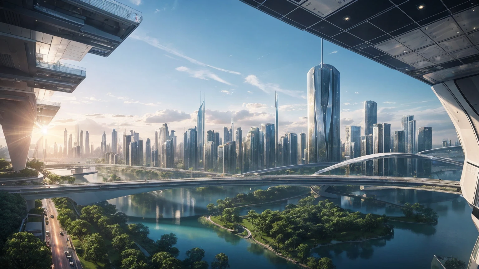 (Best quality,4K,8K,A high resolution,Masterpiece:1.2),Ultra-detailed,(Realistic,Photorealistic,photo-realistic:1.37),Futuristic floating city,Futuristic technology,Huge urban high-tech tablet platform,Airship,Floating in the sky,Futuristic city,Small airships around,High-tech hemispherical platform,Colorful lights,Advanced architecture,modernn architecture,skyscrapper,Access the cloud,Scenic beauty,view over city,Impressive design,Blend seamlessly with nature,energetic and vibrant atmosphere,Futuristic transportation system,Parking is suspended,Transparent path,Lush greenery,Sky gardens,cascading waterfalls,Magnificent skyline,reflections on the water,Sparkling river,Architectural innovation,futuristic skyscrapers,Transparent dome,The shape of the building is unusual,Elevated walkway,Impressive skyline,Glowing lights,Futuristic technology,Minimalist design,Scenic spots,Panoramic view,Cloud Piercing Tower,Vibrant colors,epic sunrise,epic sunset,Dazzling light display,magical ambiance,The future city,Urban Utopia,LuxuryLifestyle,Innovative energy,sustainable development,Smart city technology,Advanced infrastructure,Tranquil atmosphere,Nature and technology live in harmony,Awesome cityscape,Unprecedented urban planning,Architecture connects seamlessly with nature,High-tech metropolis,A cutting-edge engineering marvel,The future of urban living,Visionary architectural concept,Energy-efficient buildings,Harmony with the environment,A city floating above the clouds,Utopian dreams become reality,The possibilities are endless,State-of-the-art transportation network,Green energy integration,Innovative materials,Impressive holographic display,Advanced communication system,Breathtaking aerial view,Quiet and peaceful environment,Modernist aesthetics,Ethereal beauty