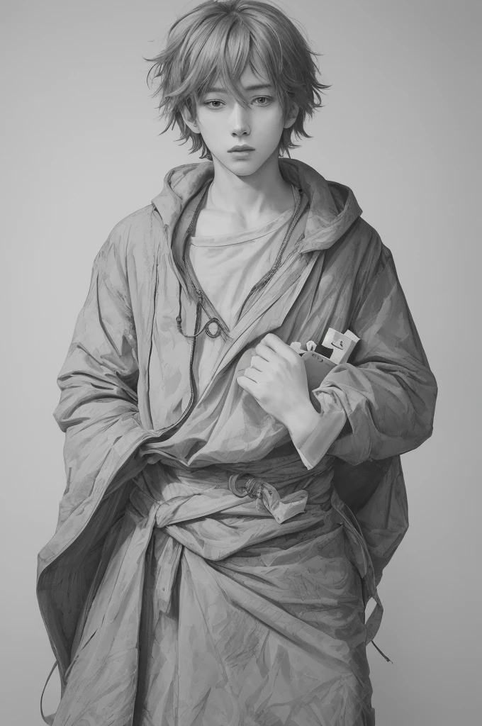 Anime, 8k, high quality, 1boy, solo, lineart, surprised