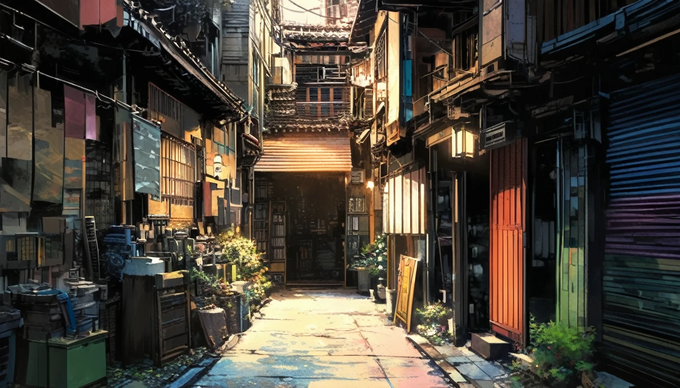 Super detailed:1.3, (Absurd, texture, masterpiece), pixiv Contest Winner, John Berkey, Dynamic cartoon style illustrations,Oversized T-shirt、stand lighting、Colored pencil style、ヘッドフォンを着hairた2人の女の子がベッドに座ってビデオゲームをプレイしているアニメの寝室のシーン,Room with window、High precision、detailed、8hair,Dark aesthetic,Euphoric,Black shorts,Beautiful woman,Old alley background, Dozing off,Crayon colored zentangle,overview,Anime key visual,Japanese style,Kyoto background
