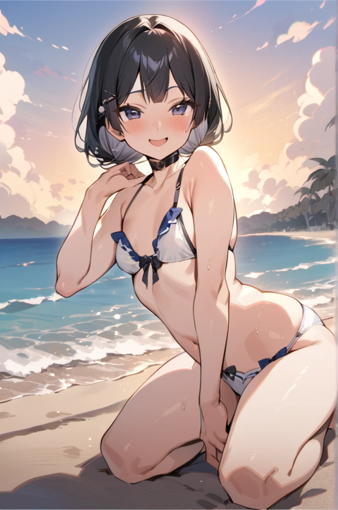 Masterpiece, best quality, nsfw ,1 girl,beach,
White bikini, cute pose,smile,gothic
Official style, nijisanji,tsukino mito, 