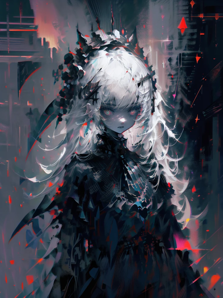 (a girl with) Aura-like gothic lighting, realistic Gothic-style artwork, detailed skeleton impaling itself with a sword in the neck, dark atmospheric background, high-res masterpiece:1.2, ultra-fine painting, professional, vivid colors