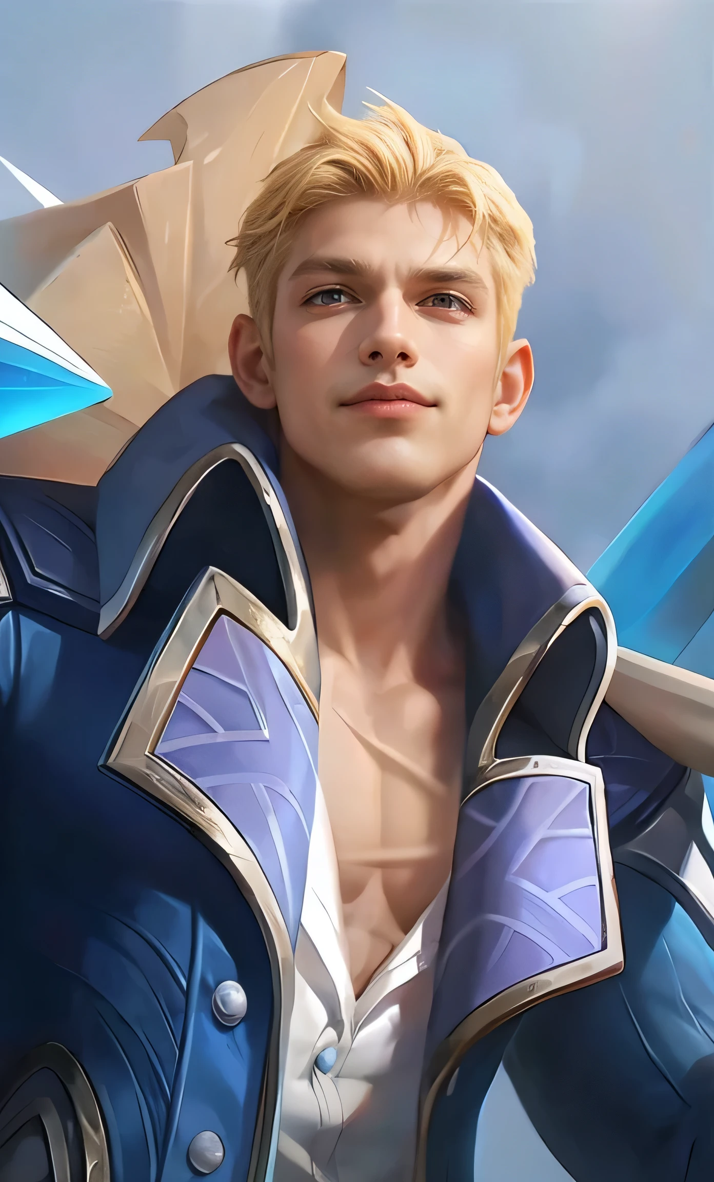 a guy in a white suit and red scarf holding a sword, son of sparda, handsome guy in demon slayer art, Best quality, masterpiece, detailed skin texture, detailed clothes texture, detailed face, super detail, 8k, intricate detail, 1 boy, The color doesn't change, Muscle guy, 1 guy