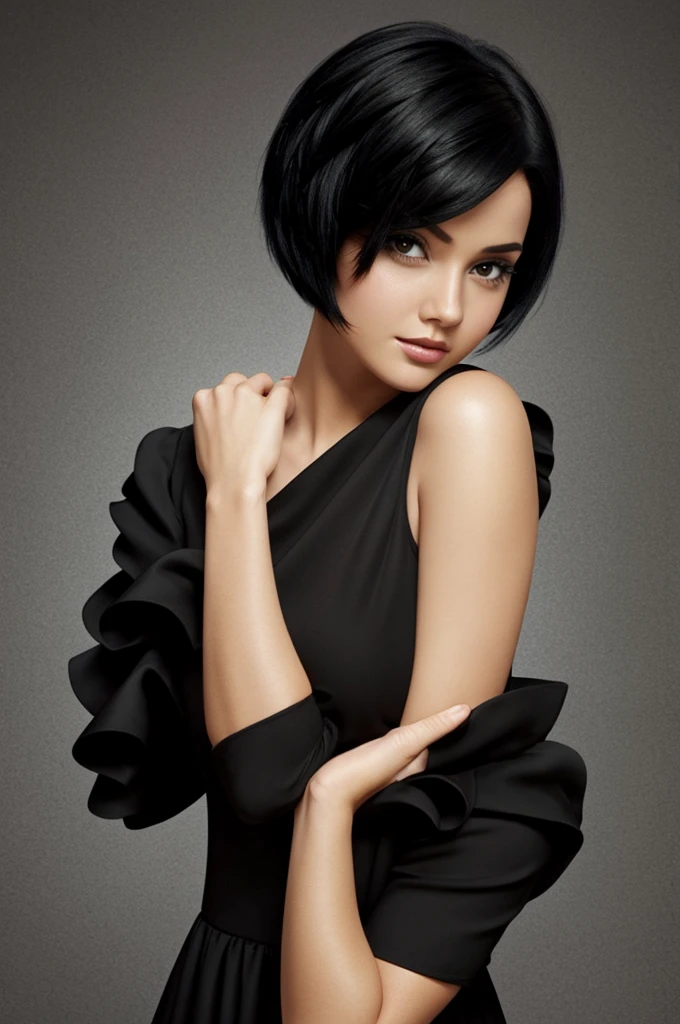 Cover Disney Pixar Woman with short black hair in black dress