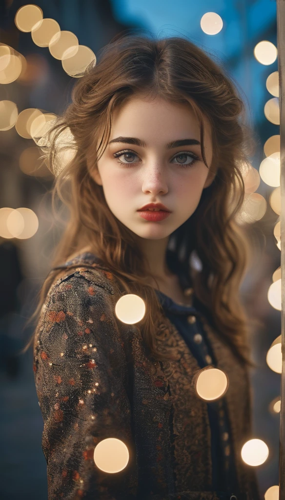 Surrealism:1.5, Bokeh, Young women's aesthetic, Cycling, French Village, High-quality DSLR snapshots, High-definition film grain photo taken at f/16, ISO 100, With 200mm lens, Global Illumination, Fibonacci