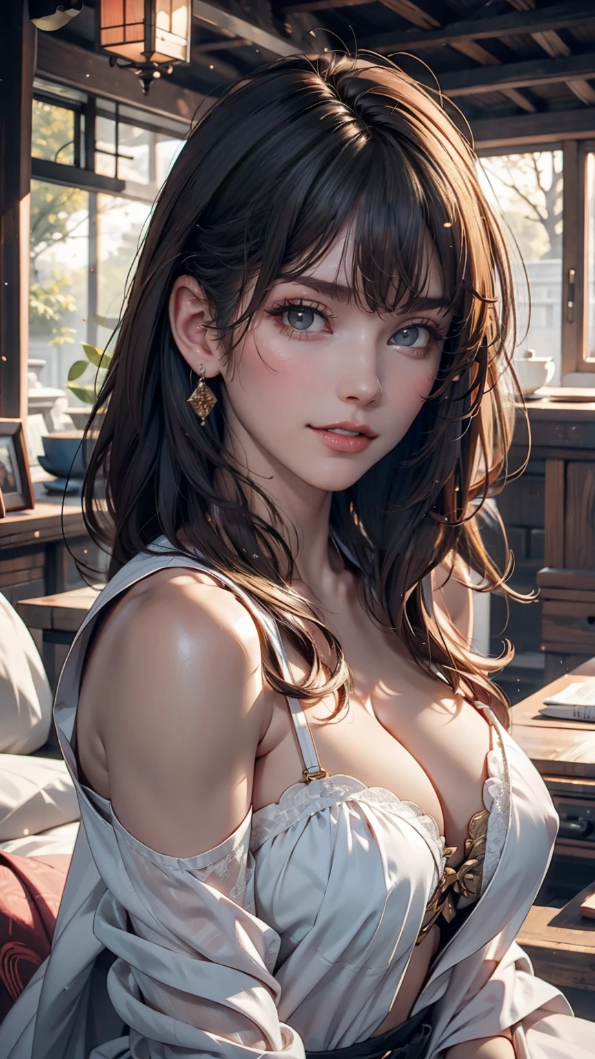 (masterpiece:1.3), (8K, Realistic, RAW Photos, Highest quality: 1.4), Japanese people々, (1 Girl),Age 25, Beautiful Face, (Realistic Face), (Black Hair, short hair:1.3), Beautiful hairstyle, Realistic eyes, Beautiful Eyes, Beautiful Eyes, (Realistic Skin), Beautiful Skin, Charm, Ultra High resolution, High resolution, close, Portraiture, Golden Ratio, Detail Makeup, Behold the Beholder, smile, (Shoulder look), Center of chest,