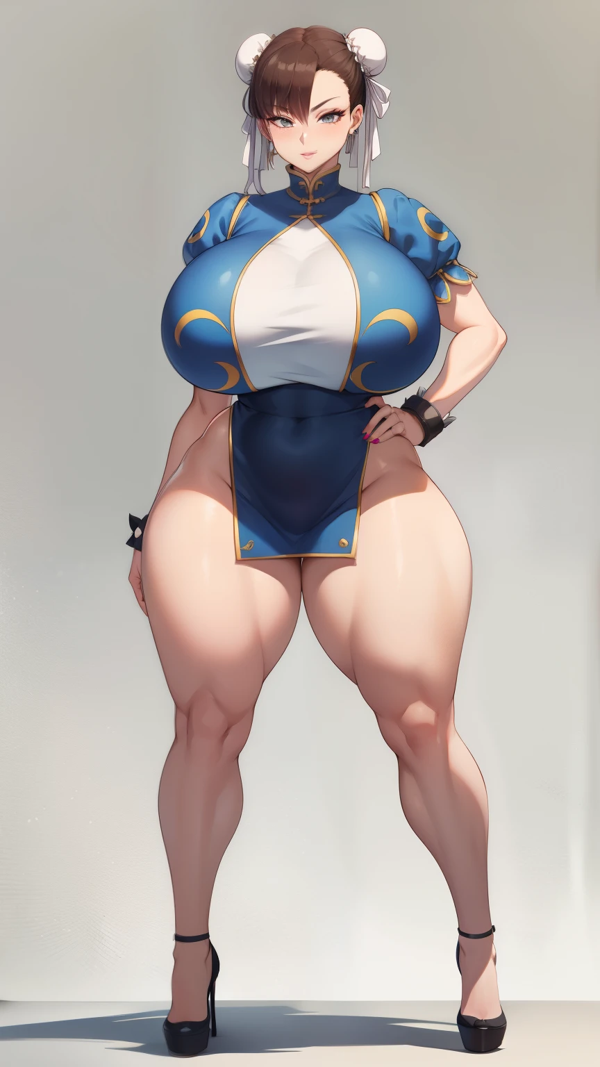 Big Breasts, Big Hips, Full Body Shot, Mature mother, Voluptuous thighs, ox, Seductive mature woman, Perfect body, Plus Size Model, Sailor suit, Wearing high heels,Miniskirt Uniform, Chunli,