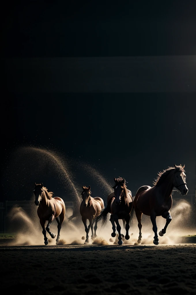Horses running on black background hd