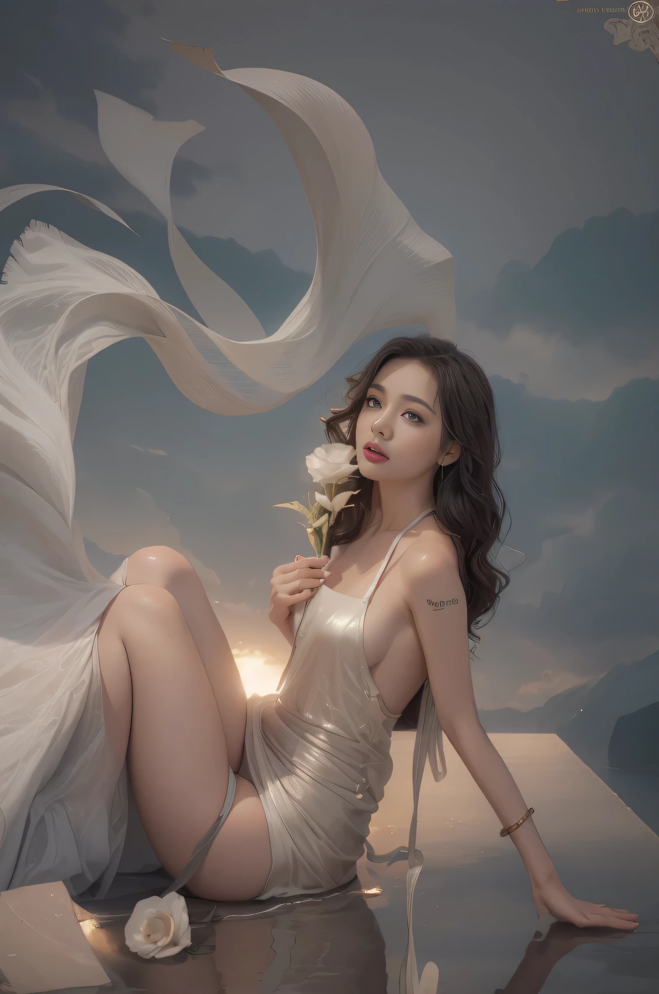 Create the most beautiful woman image., Compared to South America,Creel, Beautiful girl is the most beautiful., Pretty girl, Pretty Woman, until (image:1.3), (Cover style:1.3), fashionab, Women, Vibrant, outfit, posing in a dramatic firmament, posing like wifu, forehead, Color, bottom, amazing, modern, trends, fashion, detailed face, Flawless skin, detailed eyes, Perfect eyes, joven sexy, whole body, shoot, dramatic bokeh, flowing glow, is, 16 years girl, American, loses hair very quickly under water , Ojos surpriseds, Open mouth, moaning, surprised, spreading your legs on tiptoe, caressing the body with the hands as if to wash, (((Right now))), Submarine, El bottom marino, Stones and corals, A few hair walks in the water, air bubbles escaping from your mouth, His body floats underwater, full body shoot, photoshoot profesional, flowing glown, floatinf hair, floating dress, tinny body, legs pages, stretch waist, bubble , Wear a long, flowing dress, floating dress, Flowinggown, Marc Adamus, stunning elegant pose, Hermosa fluid fabric, Ethereal Beauty, wear flowy dress, fluid fabric, fine art fashion photography, Dramatic and elegant pose, cinematic goddess shot, Ethereal backlight, Bathed in a golden glow, envuelto en fluid fabric,The sky is cloudy