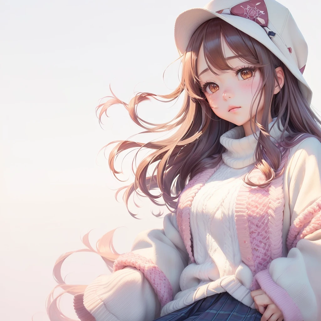 anime girl sad, with long hair wearing a hat and a sweater, kawaii realistic portrait, digital anime illustration, anime style portrait, portrait of cute anime girl, anime style illustration, cute anime girl, marin kitagawa fanart, pretty anime girl, beautiful anime portrait, cute anime girl portrait, beautiful anime art style, cute art style, beautiful anime girl, portrait anime girl