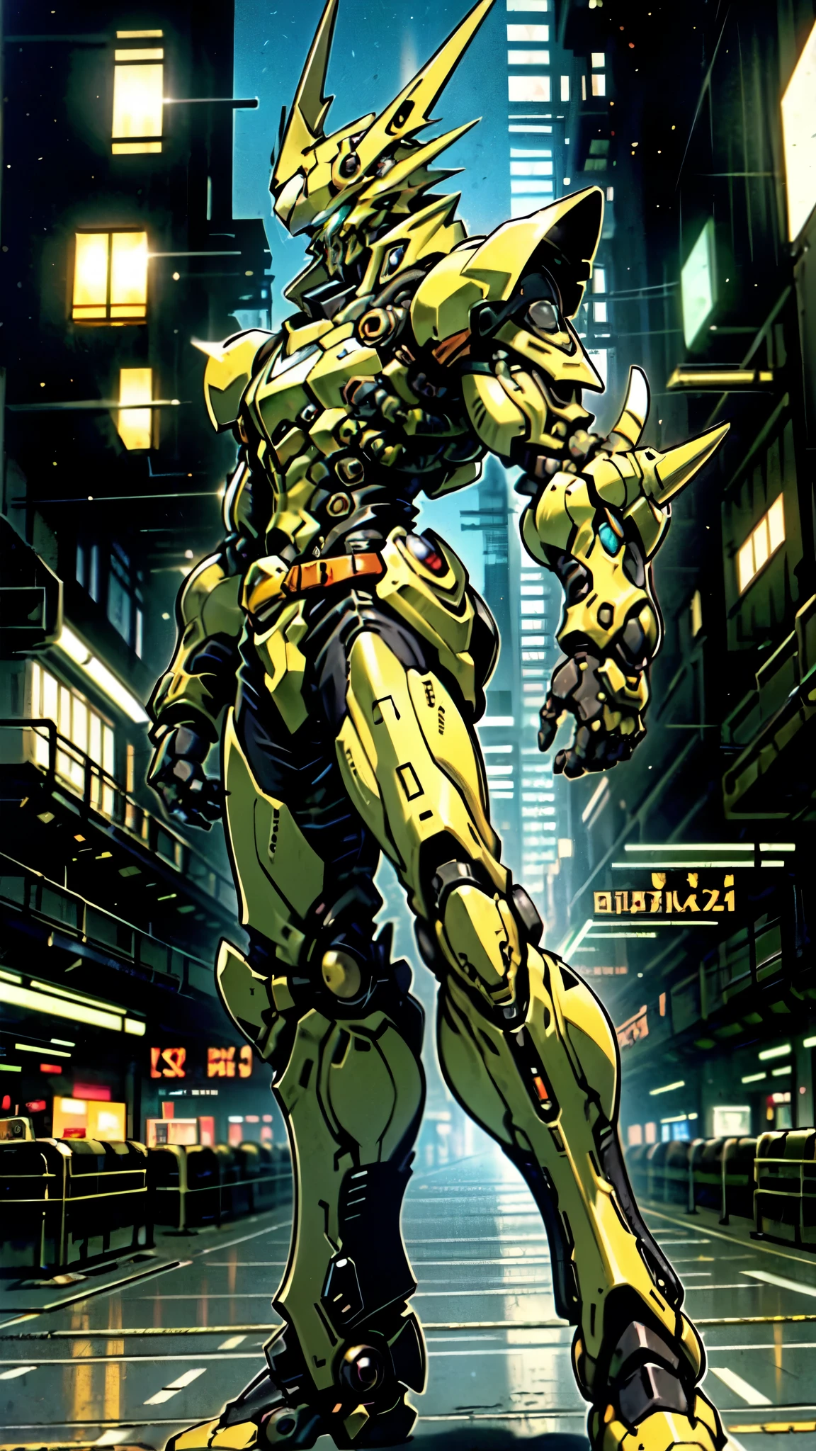 (masterpiece:1.5, best quality:1.5, extremely delicate:1.5, foreshortening:1.5, dynamic angle:1.5), a man wearing a full-face helmet, a fantasy-style biotech armored combat suit, green eyes, (a composite layered chest armor), fully enclosed shoulder guards, matching arm and leg guards, the belt is adorned with neon circuitry, (the color scheme is primarily black glow with green and red accents), the design balances heavy with agility, a high-tech bio-mecha armor, (Armor Concept Inspired by neon Cyberpunk, stand on the top of a skyscraper in a futuristic sci-fi city), this character embodies a finely crafted fantasy-surreal style armored hero in anime style, exquisite and mature manga art style, (element, plasma, energy, the armor glows), ((male:1.5)), metallic, high definition, highres, ultra-detailed, ultra-fine painting, professional, perfect body proportions, golden ratio, anatomically correct, symmetrical face, extremely detailed eyes and face, high quality eyes, creativity, RAW photo, UHD, 32k, Natural light, cinematic lighting, masterpiece-anatomy-perfect
