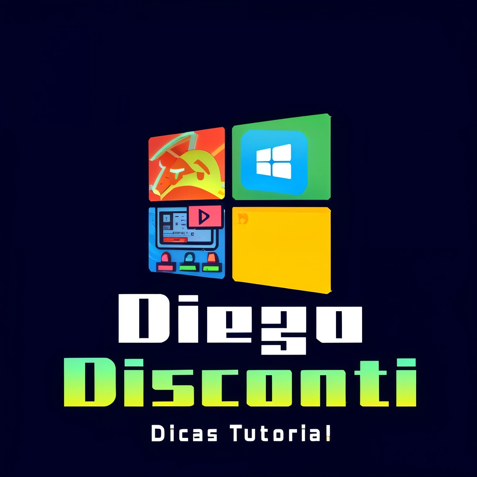 a close-up of a logo with a computer and keyboard, digis, discord mod, diego 5, discord, discordant profile photo, diego fazio, tutorial, disco de pictoplasma, diagonal, drawning, Diego demanded, fund : diego fazio, disco, youtube thumbnail, diego fernandez, dd, discontent, Discord Moderator