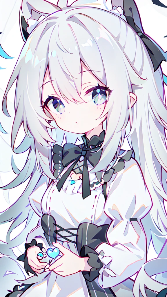Diagonal Hair、Grey Hair、Lolita Fashion、I have a smartphone、The pupils are heart shaped、Iris