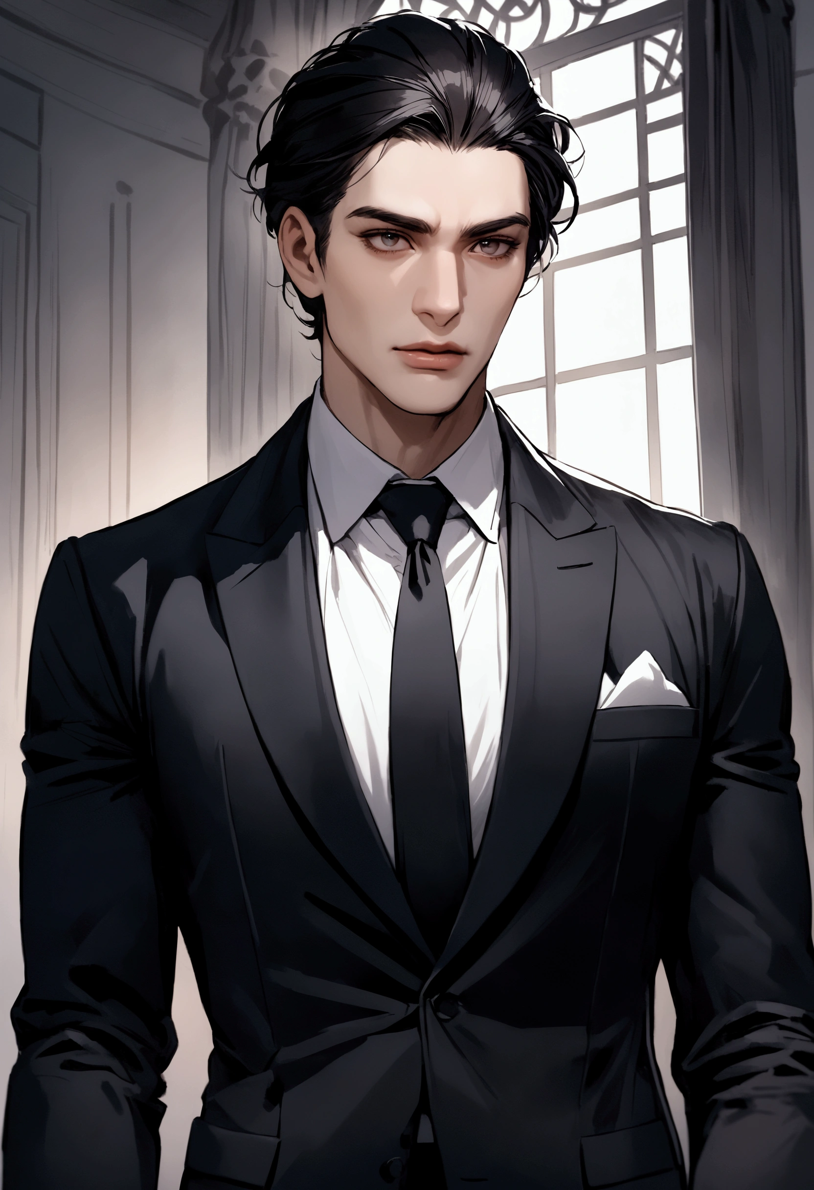 Russian black haired man with suit 