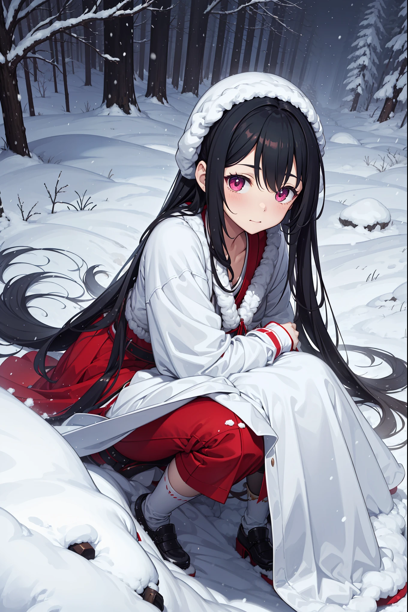 winter, landscape, snow, cold, trembling, runny nose, breathe, 流runny nose, outdoor, 1 Girl, Solitary, Mila Maxwell, high resolution, absurd,