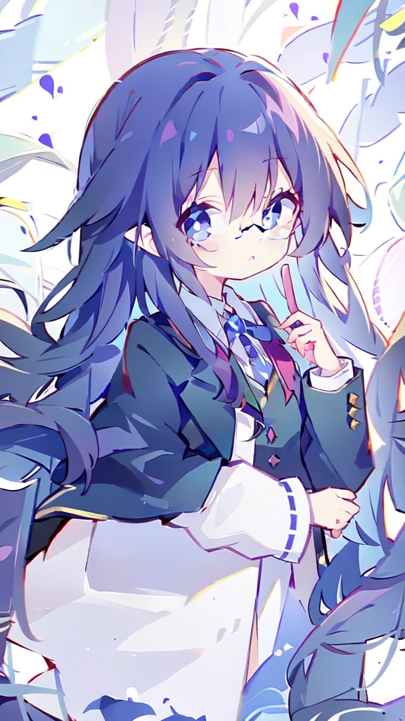 Super Long Hair、Indigo Hair、Iris、Wearing glasses、wearing a blazer、