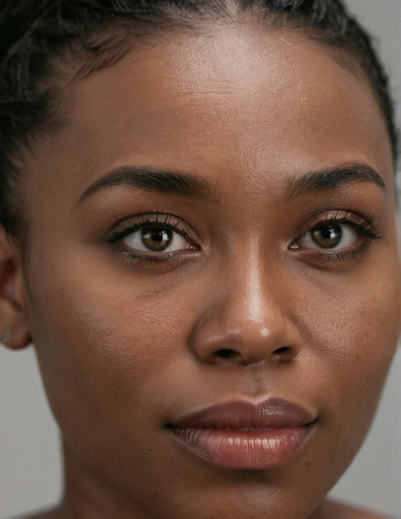 close up studio photo of an black woman, pele dark detailed, studio lighting, medium format, 8k, UHD, masterpiece