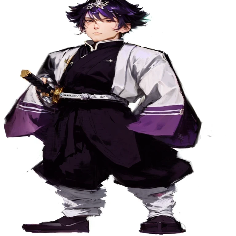 a close up of a person with a sword in a costume, full body white purple cloak, akiyuki shinbou, inspirado em Kamisaka Sekka, Shikanosuke Yagaki, ueshiba riichi, ichigo kurosaki, Hajime Yatate, Mushoku Tensei, inspired by Okumura Masanobu, can make other possessions of it