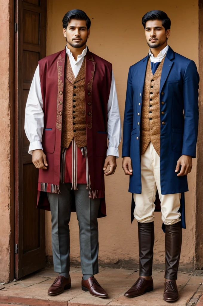 Mix of typical Paraguayan clothing from the 19th century with modern clothing from the 21st century for men.