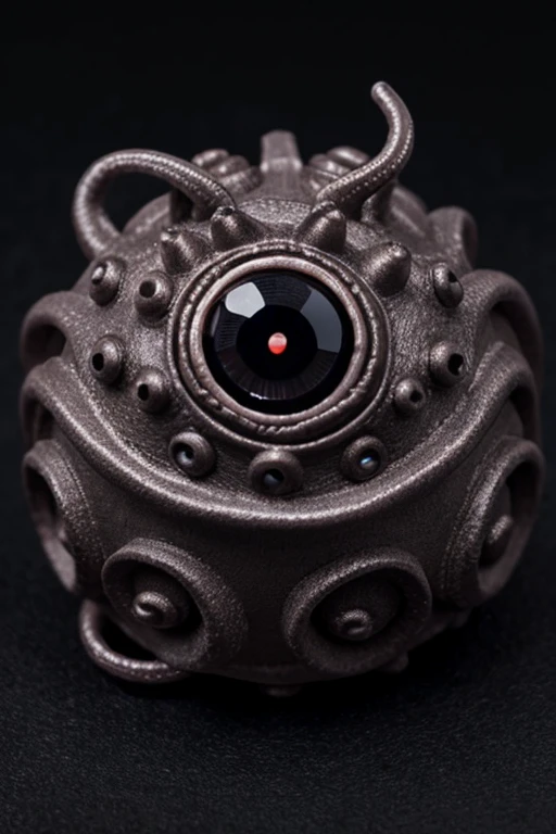 micro Beholder, with three tentacled eyes, with grey silk skin