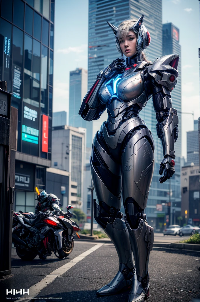 (masterpiece, best quality:1.2), (8k uhd, 16k, 32k, ultra high res), (photorealistic:1.37), ((ultimately intricate all details, ultimately realistic all textures)), girl in a futuristic city, cyberpunk girl mech, girl in mecha cyber armor, mecha aesthetic, modern mecha, robot, japanese girl, mecha, female mecha, mecha asthetic, robotic mixed with organic,, realistic style 4 k, digital cyberpunk