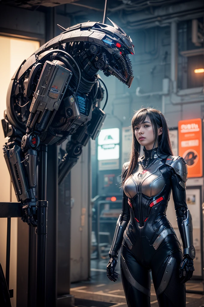 (masterpiece, best quality:1.2), (8k uhd, 16k, 32k, ultra high res), (photorealistic:1.37), ((ultimately intricate all details, ultimately realistic all textures)), girl in a futuristic city, cyberpunk girl mech, girl in mecha cyber armor, mecha aesthetic, modern mecha, robot, japanese girl, mecha, female mecha, mecha asthetic, robotic mixed with organic,, realistic style 4 k, digital cyberpunk