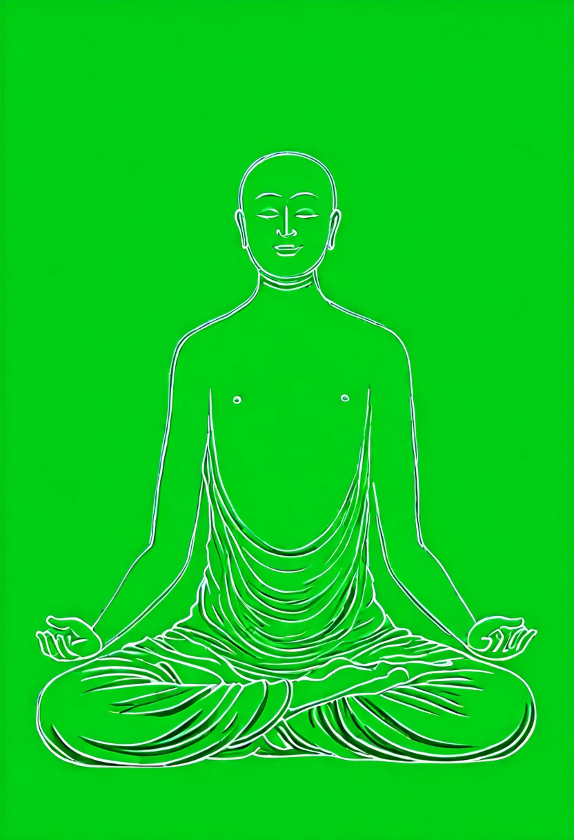 buddha meditation illustration outline isolated on green background
