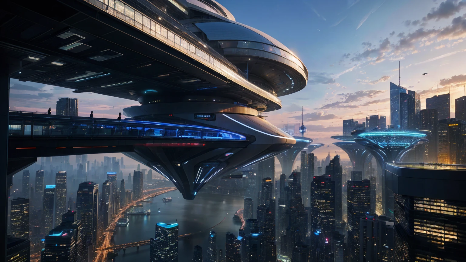 (Best quality,4K,8K,A high resolution,Masterpiece:1.2),Ultra-detailed,(Realistic,Photorealistic,photo-realistic:1.37),Futuristic floating city,Futuristic technology,Huge urban high-tech tablet platform,Airship,Floating in the sky,Futuristic city,Small airships around,High-tech hemispherical platform,Colorful lights,Advanced architecture,modernn architecture,skyscrapper,Access the cloud,Scenic beauty,view over city,Impressive design,Blend seamlessly with nature,energetic and vibrant atmosphere,Futuristic transportation system,Parking is suspended,Transparent path,Lush greenery,Sky gardens,cascading waterfalls,Magnificent skyline,reflections on the water,Sparkling river,Architectural innovation,futuristic skyscrapers,Transparent dome,The shape of the building is unusual,Elevated walkway,Impressive skyline,Glowing lights,Futuristic technology,Minimalist design,Scenic spots,Panoramic view,Cloud Piercing Tower,Vibrant colors,epic sunrise,epic sunset,Dazzling light display,magical ambiance,The future city,Urban Utopia,LuxuryLifestyle,Innovative energy,sustainable development,Smart city technology,Advanced infrastructure,Tranquil atmosphere,Nature and technology live in harmony,Awesome cityscape,Unprecedented urban planning,Architecture connects seamlessly with nature,High-tech metropolis,A cutting-edge engineering marvel,The future of urban living,Visionary architectural concept,Energy-efficient buildings,Harmony with the environment,A city floating above the clouds,Utopian dreams become reality,The possibilities are endless,State-of-the-art transportation network,Green energy integration,Innovative materials,Impressive holographic display,Advanced communication system,Breathtaking aerial view,Quiet and peaceful environment,Modernist aesthetics,Ethereal beauty