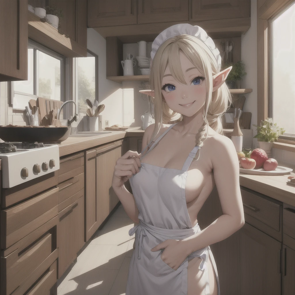 Elf Wife、kitchen、Naked Apron、smile