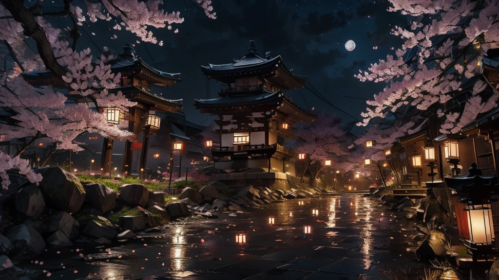 Kyoto、Streetscape、Fantasy、night、moon、cherry blossomachiya