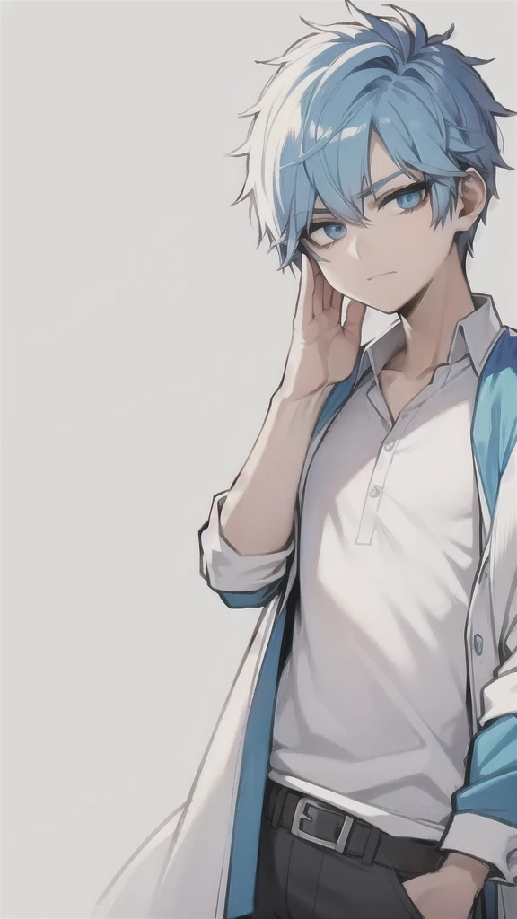 Blue haired boy, cute boy, bright blue eyed boy