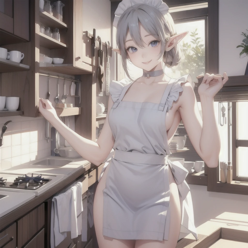 Elf Wife、kitchen、Naked Apron、smile