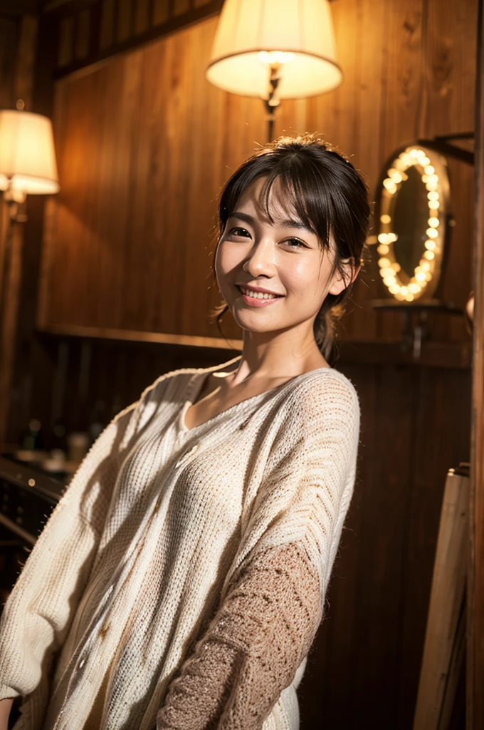 (8K、RAWE Photo、Highest quality、masterpiece:1.2)、(Real、Photorealistic:1.37)、Super detailed、Ultra-high resolution、1 girl、Beautiful detailed face、(Feather Cut: 0.6)、Professional Lighting、The lighting is bright、actress、model、Japanese、Full body、Wide-angle shot、Daytime、bright、naked, simple background ,Simple Background、Model posing, full body , cowboy shot ,40-year-old woman、Mature Woman、smile、Feeling like playing、yes、