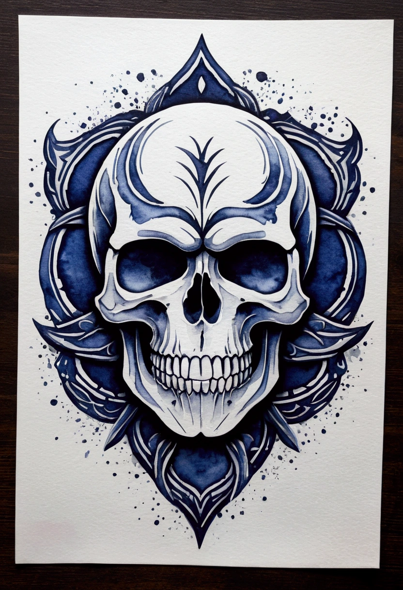 High quality, logo style, watercolor, with 3D effect, as if puff printing. Powerful logo with strong, dark colors, like a skull. Monochromatic background, by yukisakura, incredible and original colors of the species. Traditional Screen Printing: "Create a t-shirt design with traditional screen printing using layers of solid, overlapping colors."